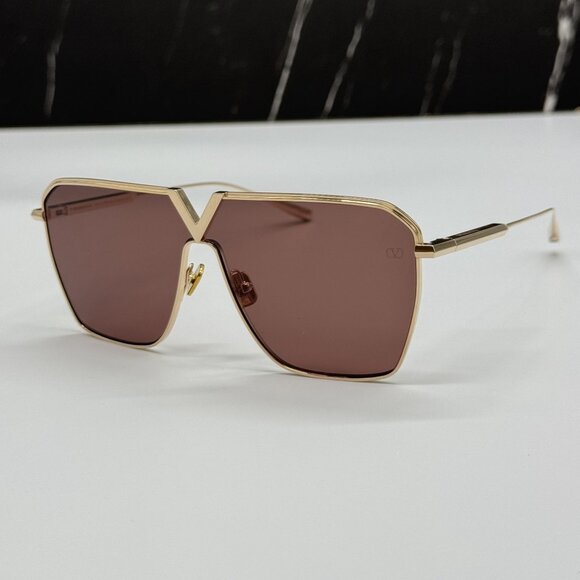 NEW VALENTINO SUNGLASSES GOLD WOMEN VALENTINO V-GOLD SHIELD VLS-137B main image 9